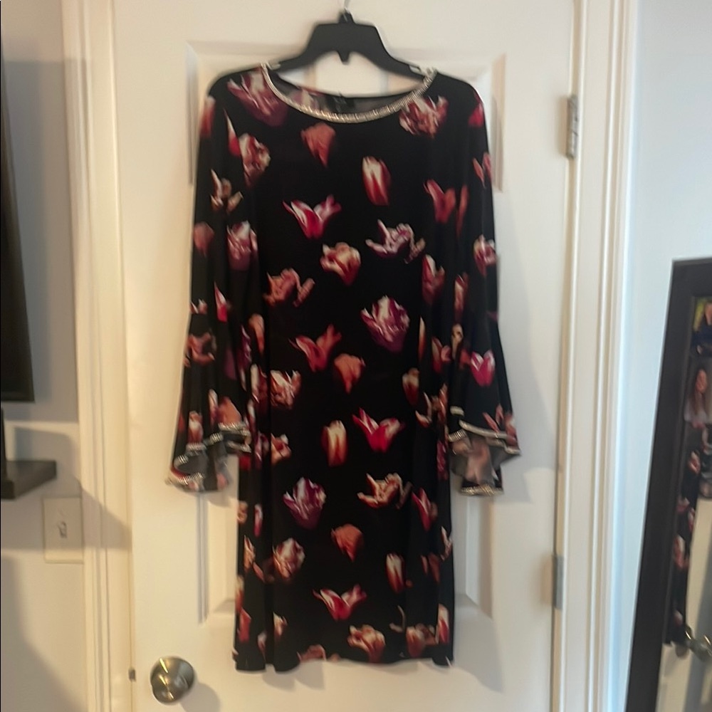 MSK Pink and Orange Ruffled Sheath Dress